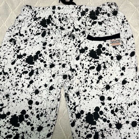 Men's Black and White Splatter Joggers - Picture 2 of 4